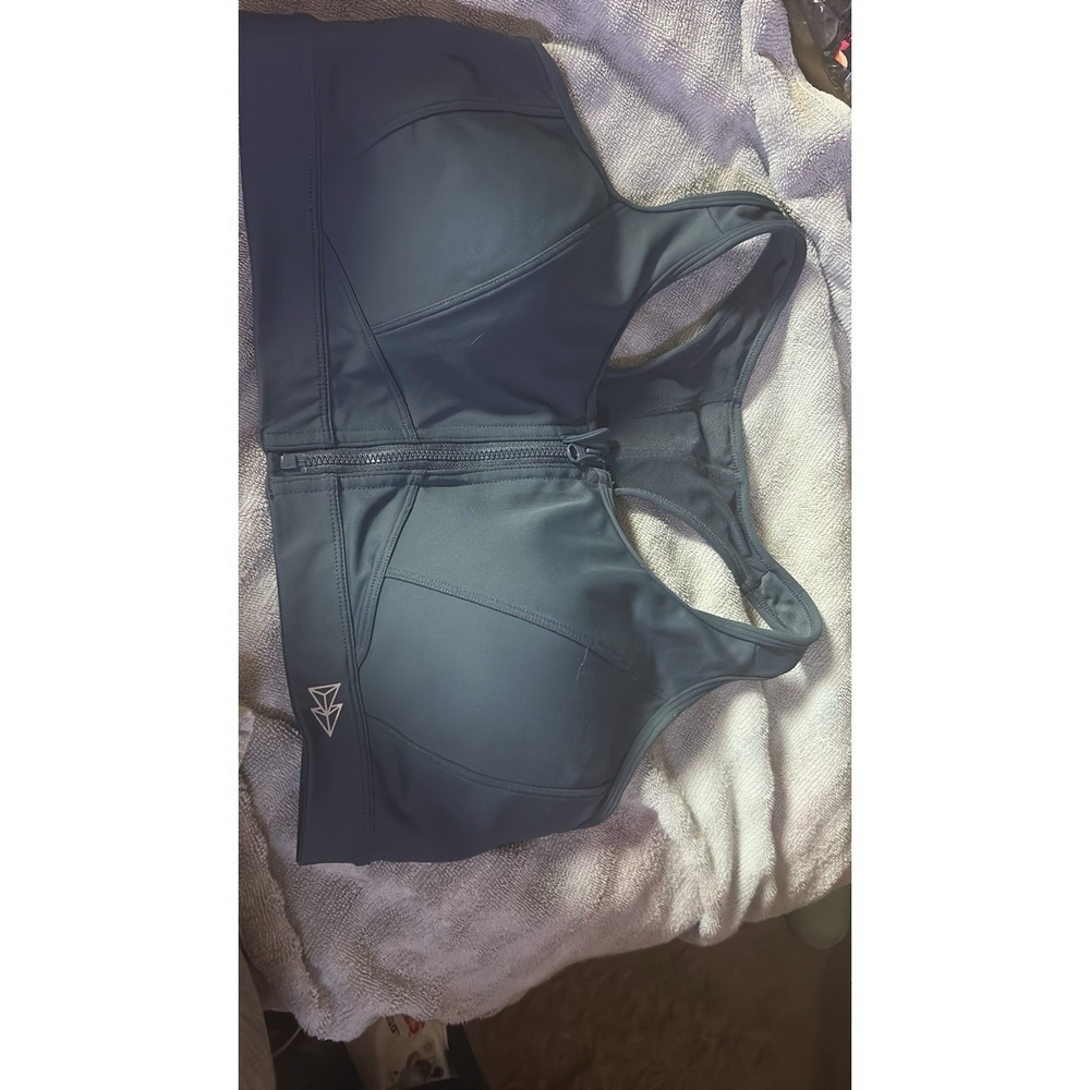 Yvette Front Zip Sports Bra 2XL Gym Workout Sports Bra